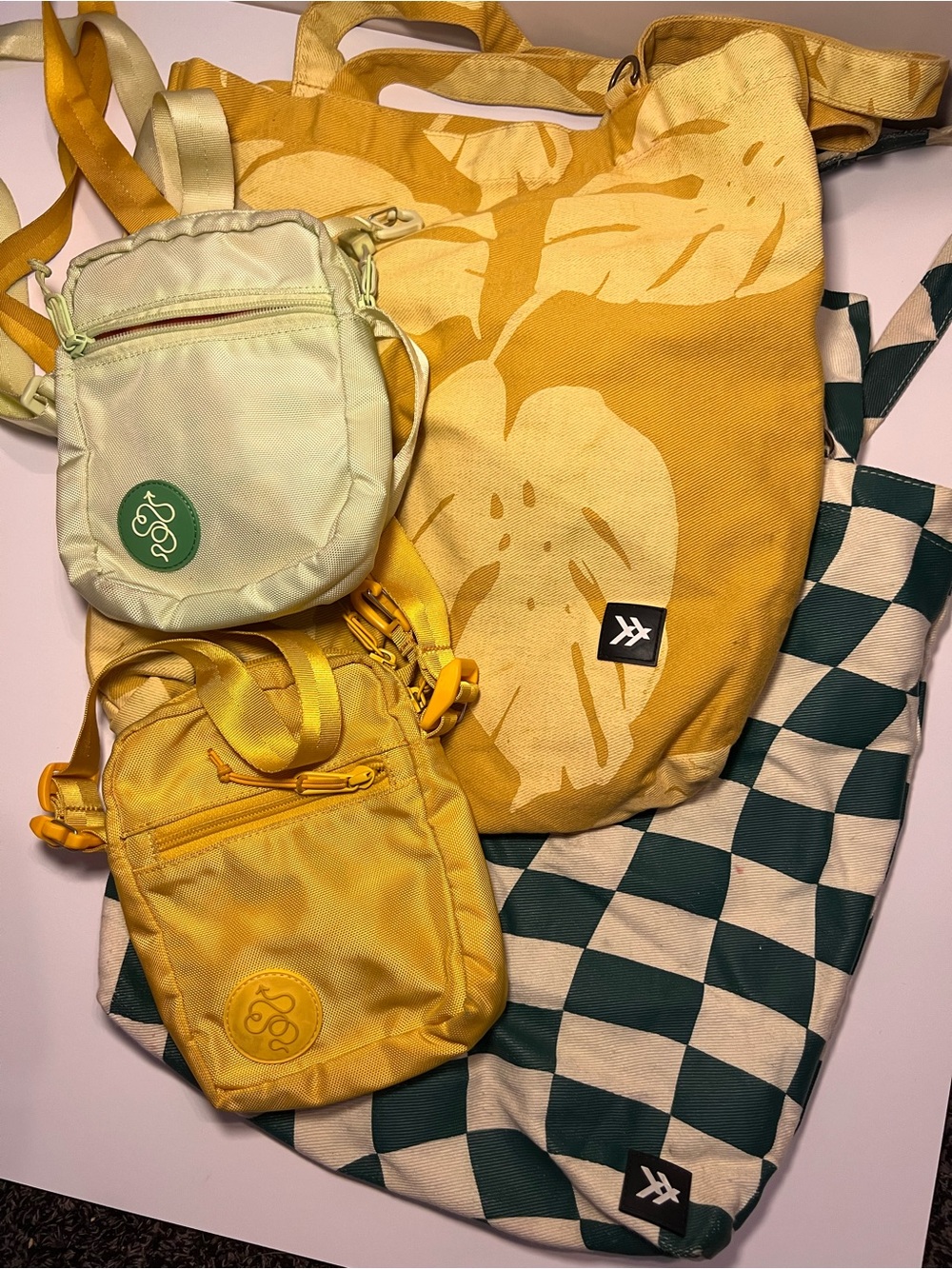 Yellow Canvas Tote and Crossbody Bag Set - Casual Everyday Carry